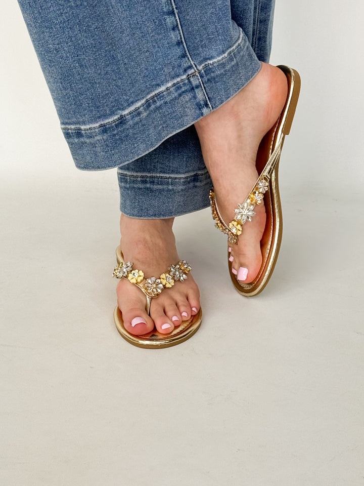 Florence -  Floral Embellishment Sandals