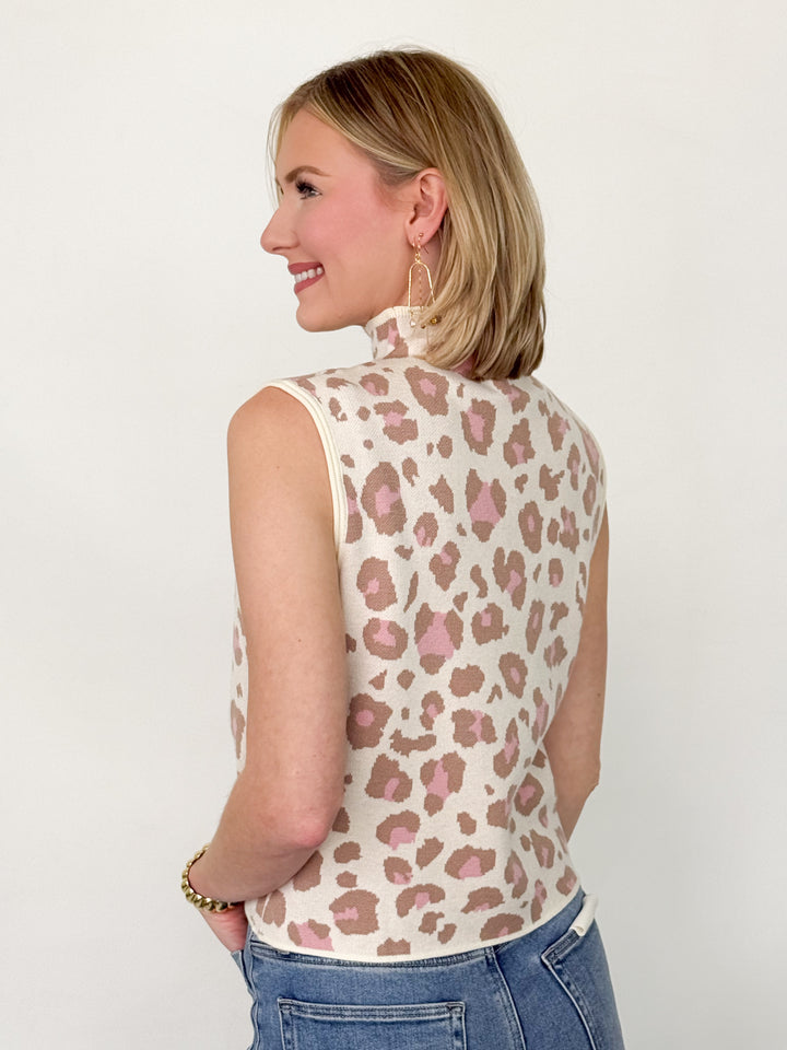 Susana - Leopard Mock Neck Knit Top