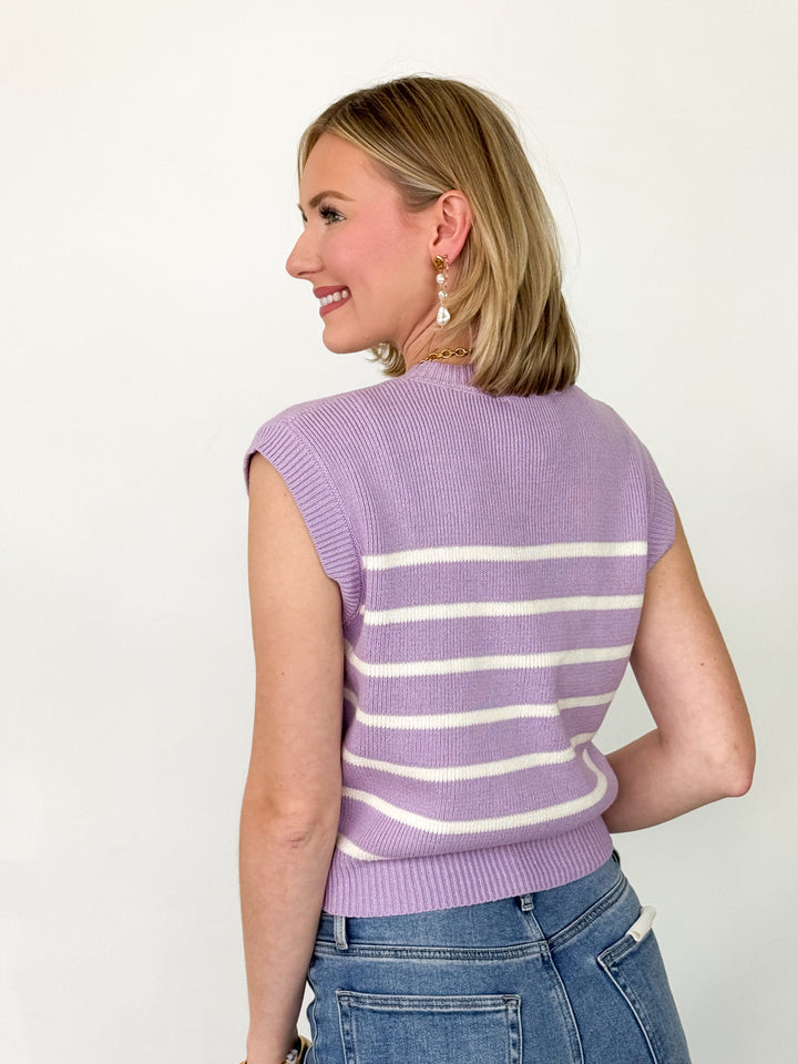Niccola - Lavender Striped Sleeveless Knit Top