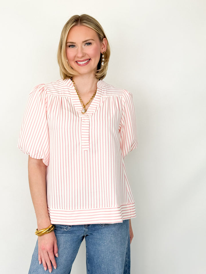 Liz - Pink Striped Top