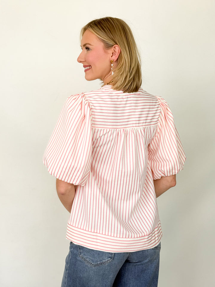 Liz - Pink Striped Top