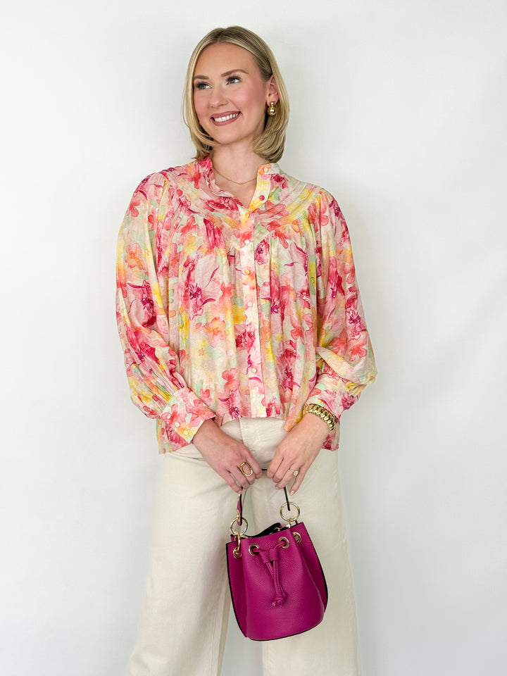 Brenda - Long Sleeve Floral Blouse