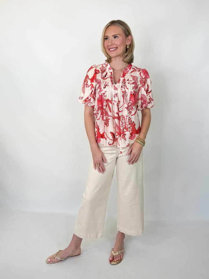 Kelly - Red Floral Blouse