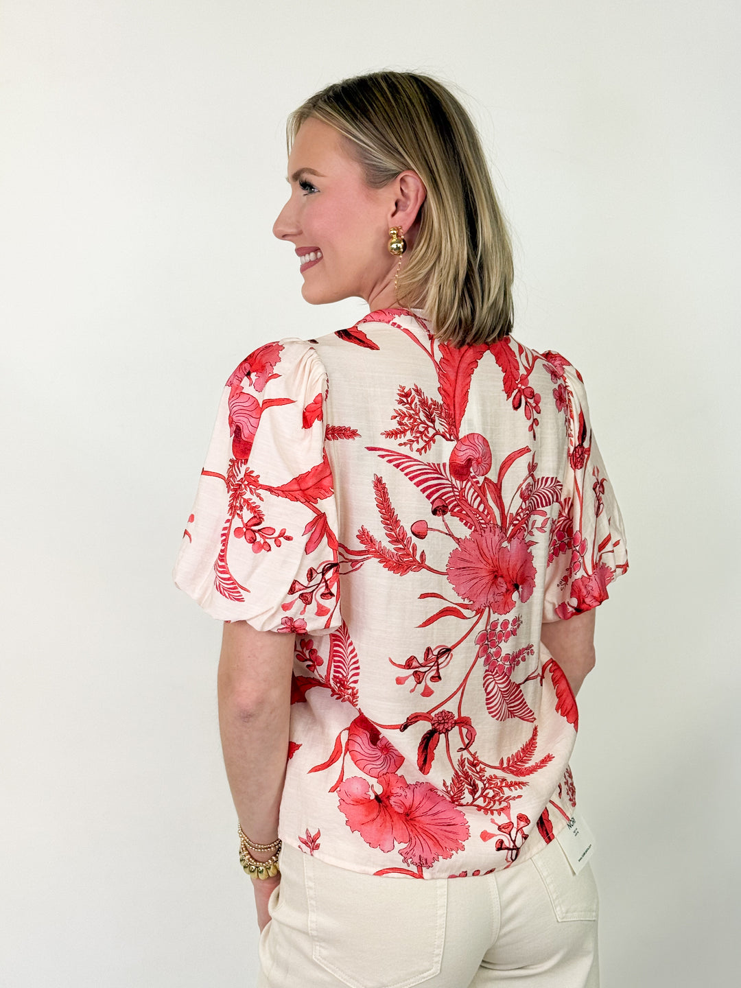 Kelly - Red Floral Blouse