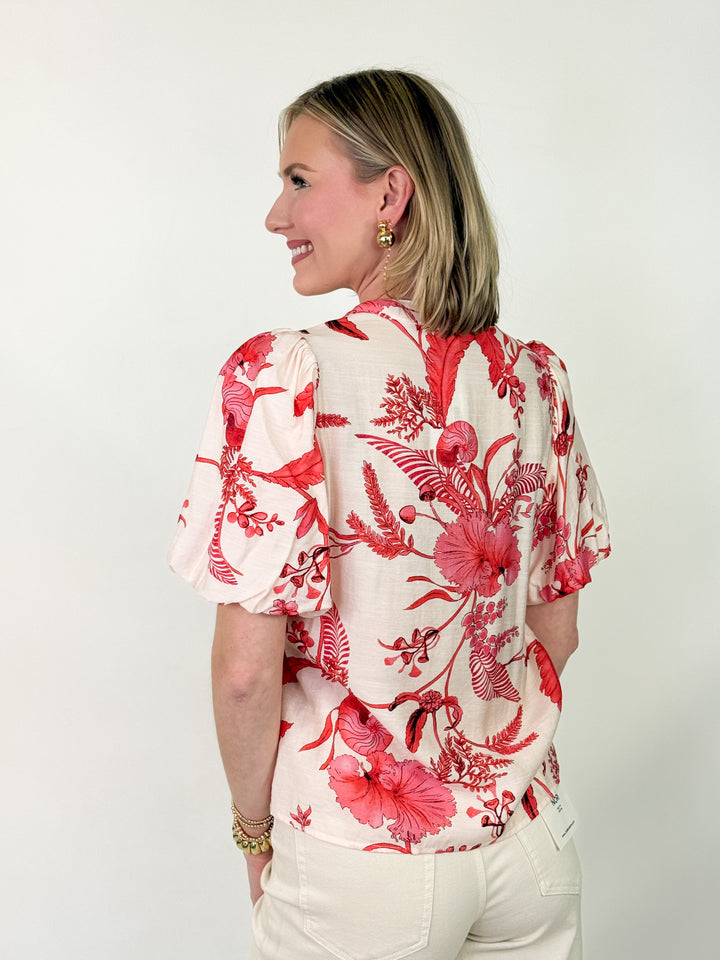 Kelly - Red Floral Blouse