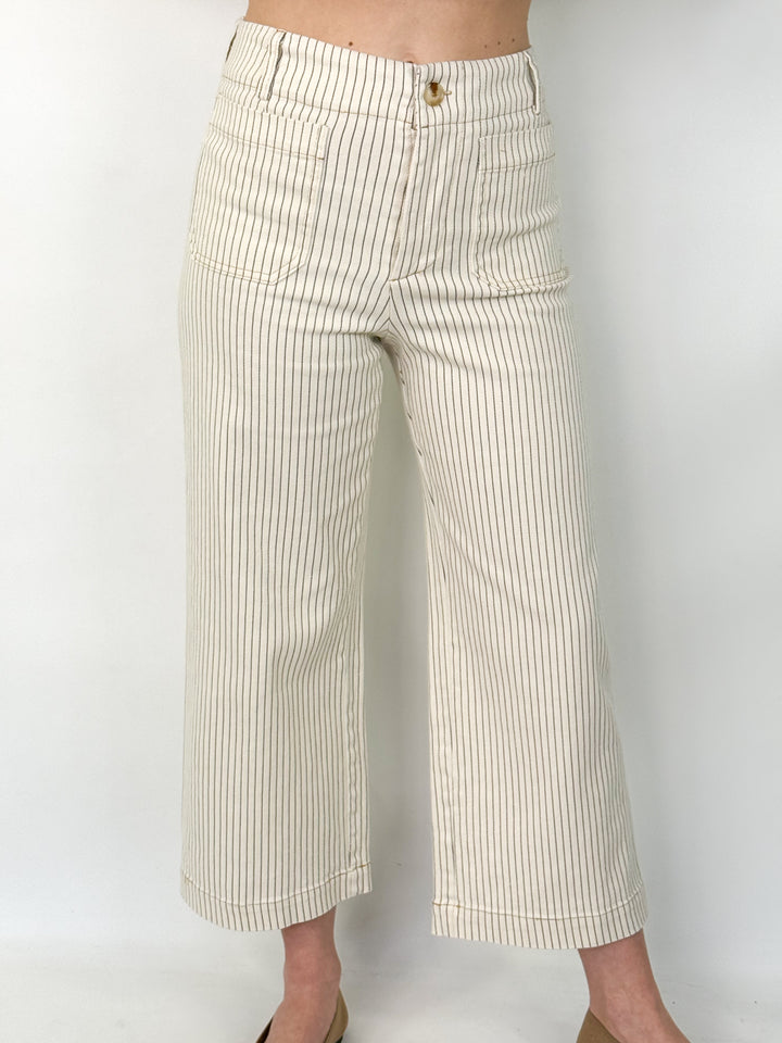 Farah - Cream Striped Denim Pants