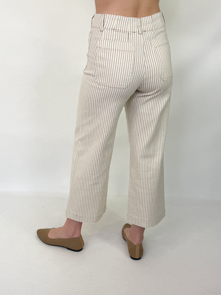 Farah - Cream Striped Denim Pants