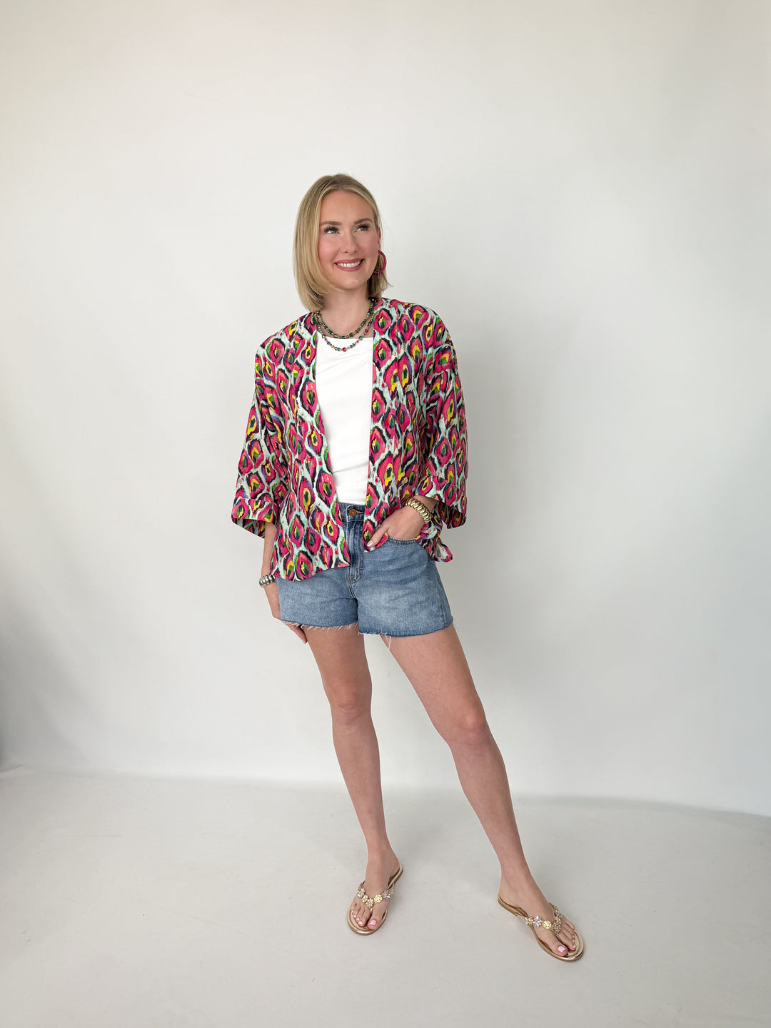 Winton & Waits - Ikat Abstract Short Kimono