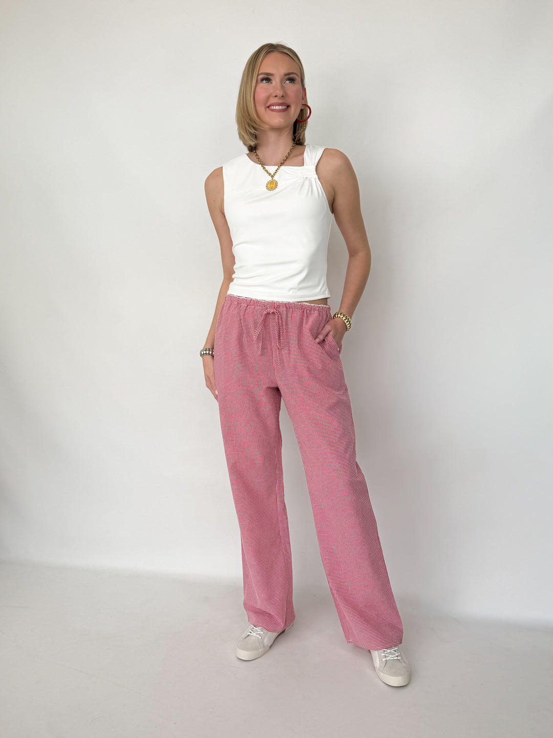 Elli - Red Gingham Pants