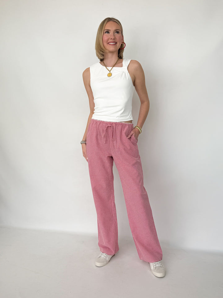 Elli - Red Gingham Pants