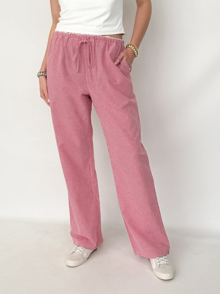 Elli - Red Gingham Pants