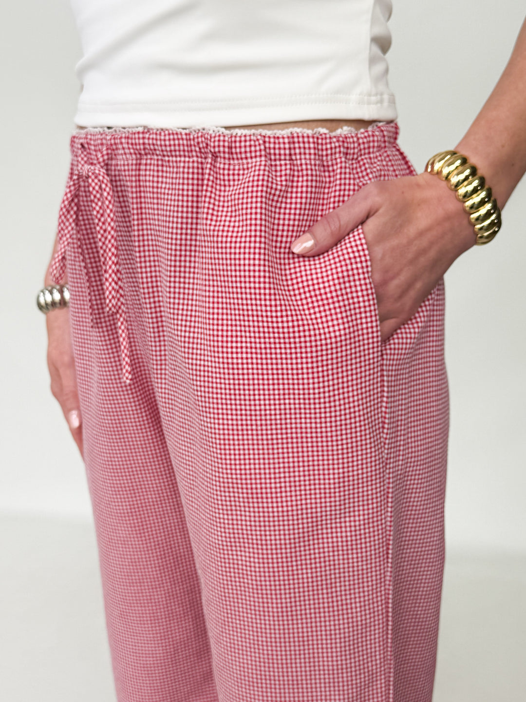 Elli - Red Gingham Pants