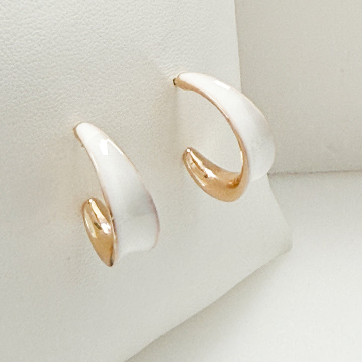 Adalee - Enamel Hoop Earrings (White)