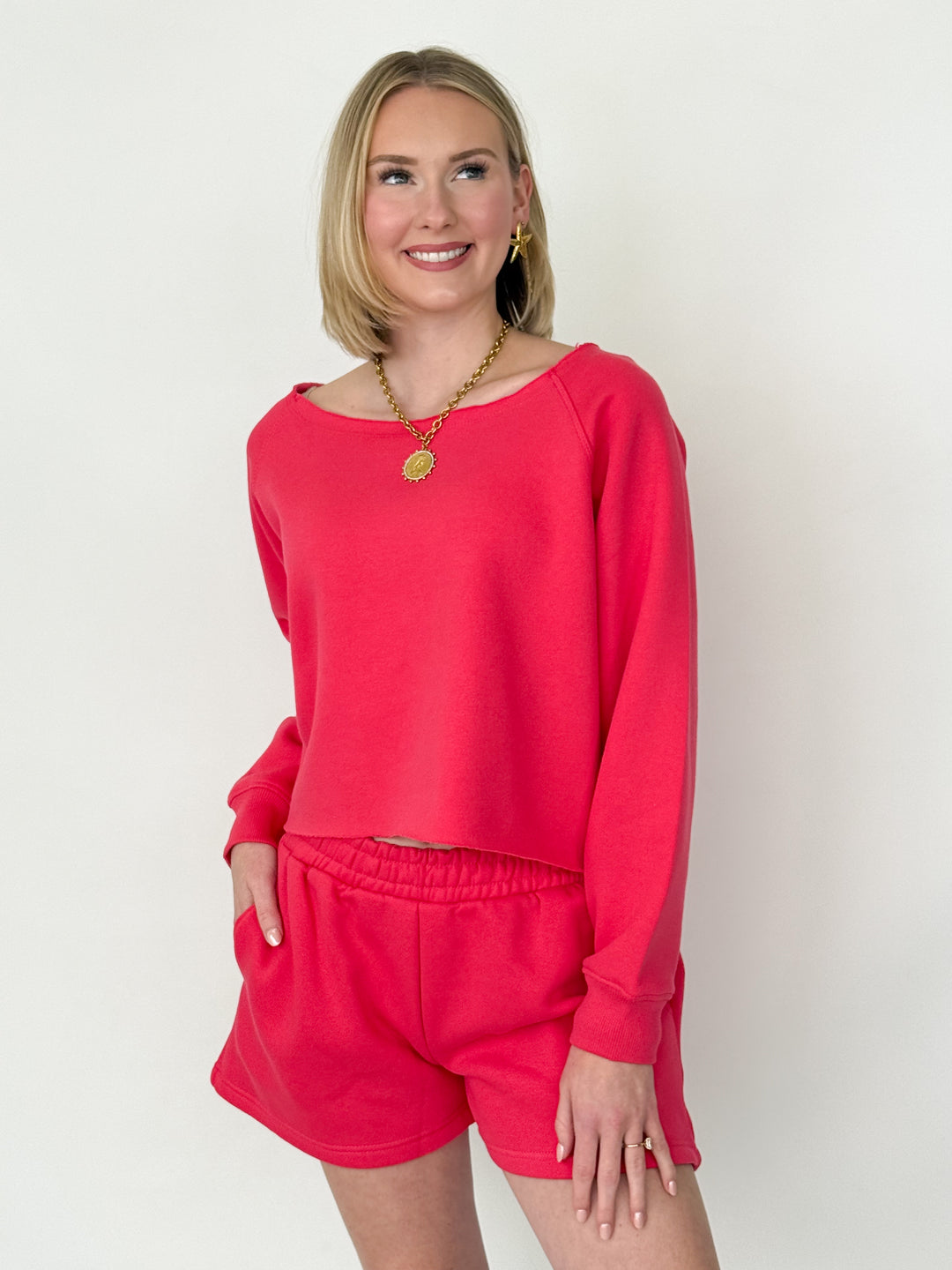 Vivian - Red Fleece Short Set