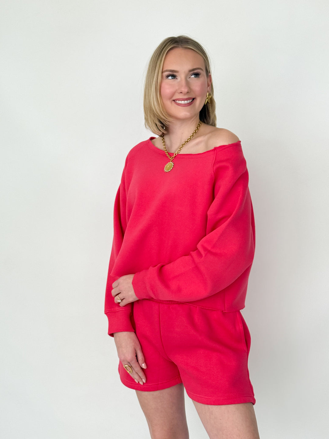 Vivian - Red Fleece Short Set