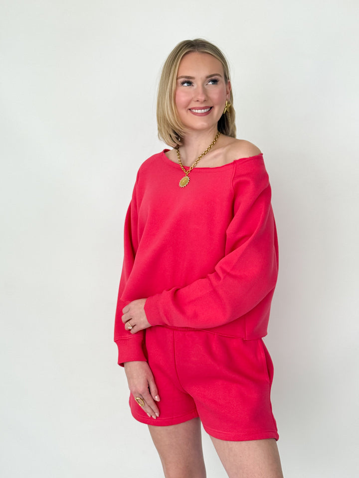 Vivian - Red Fleece Short Set