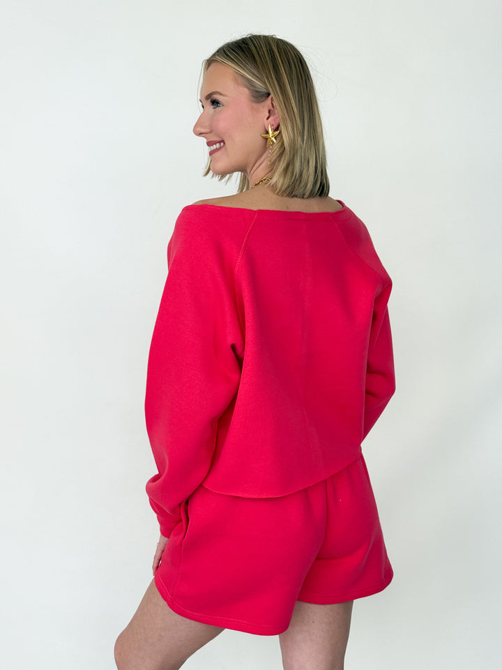 Vivian - Red Fleece Short Set