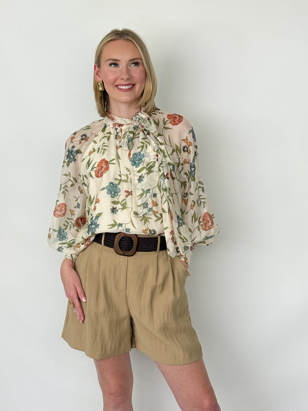 Zarah - Floral Neck Tie Blouse