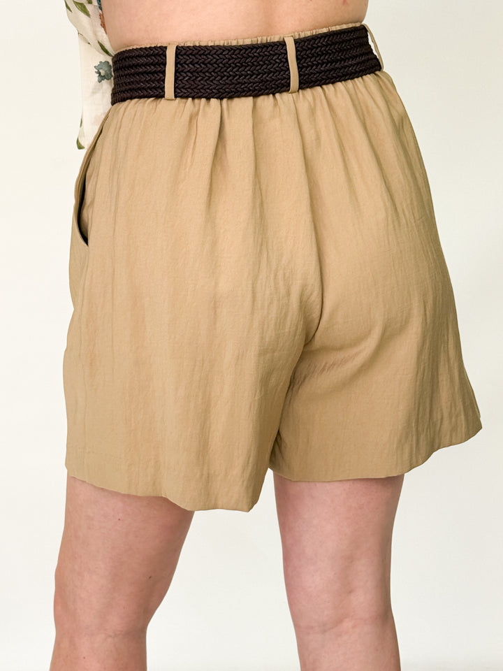Nola - Belted Shorts (Taupe)