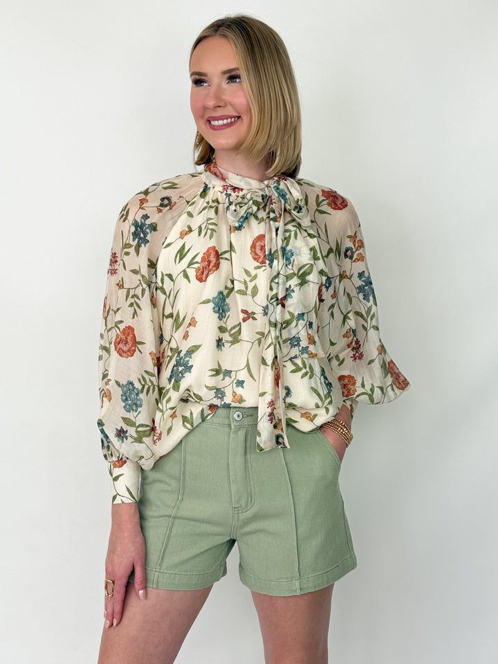 Bay - Front Seam Detail Shorts (Matcha)