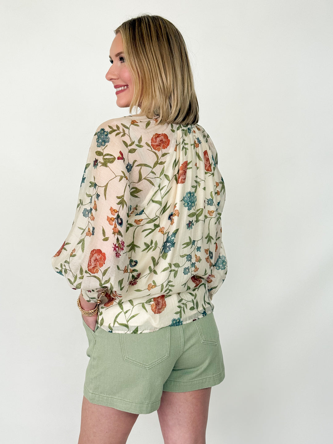 Zarah - Floral Neck Tie Blouse