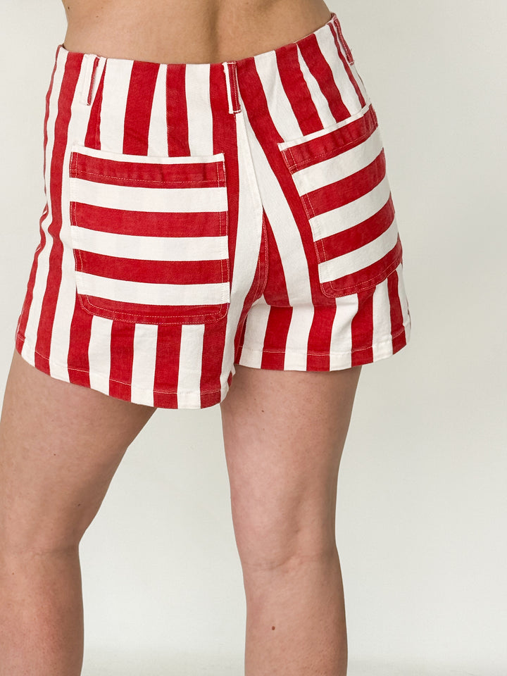 Tilly - Red Striped Shorts