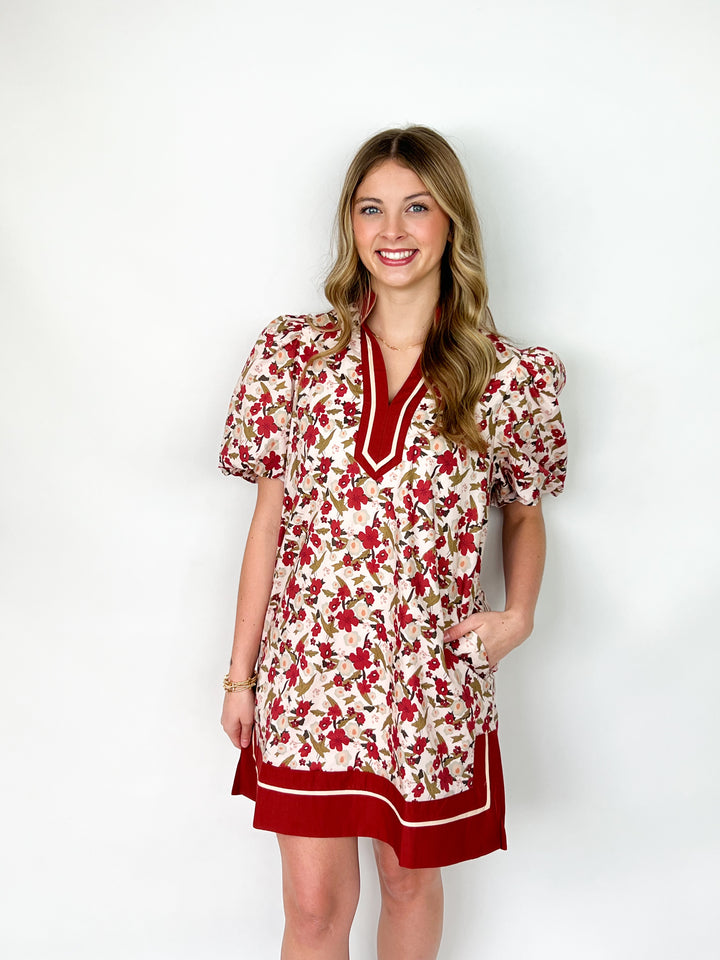 Cara - Rust Floral Mini Dress