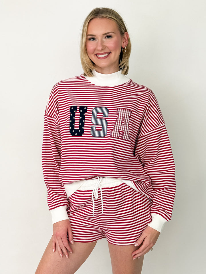 Mandi - Mock Neck USA Short Set