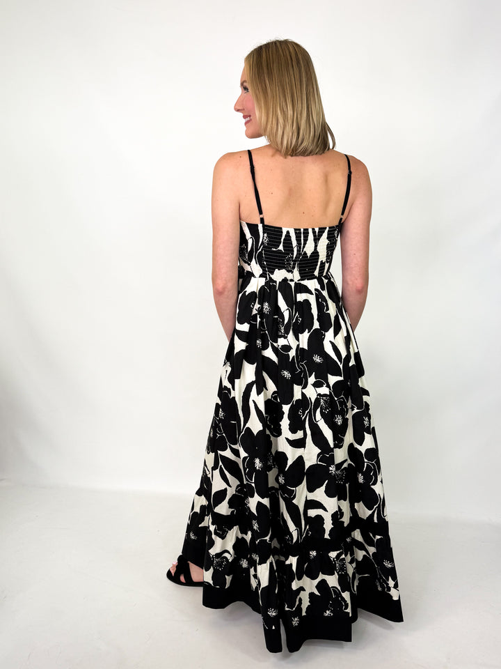 Rosa - Black Floral Tiered Maxi Dress