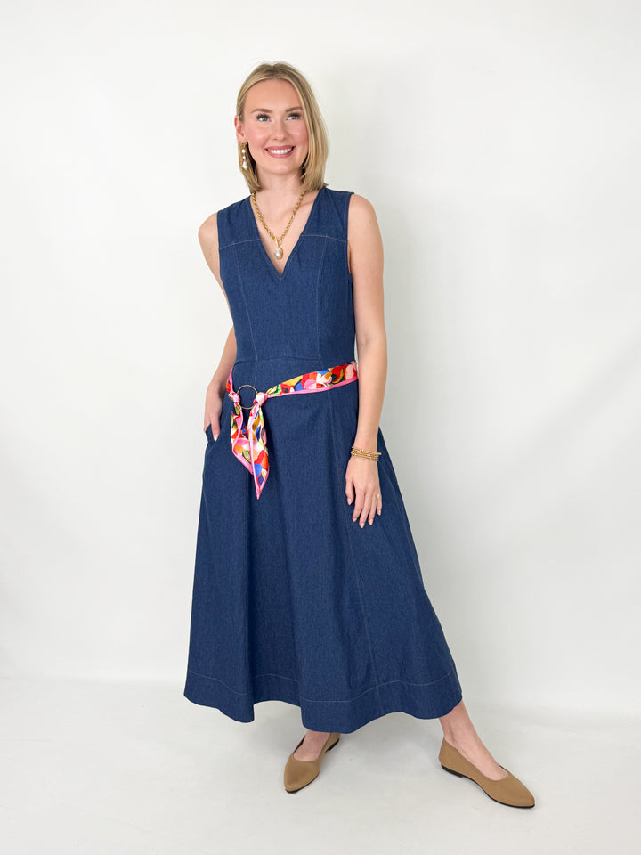 Ella - Sleeveless Denim Midi Dress