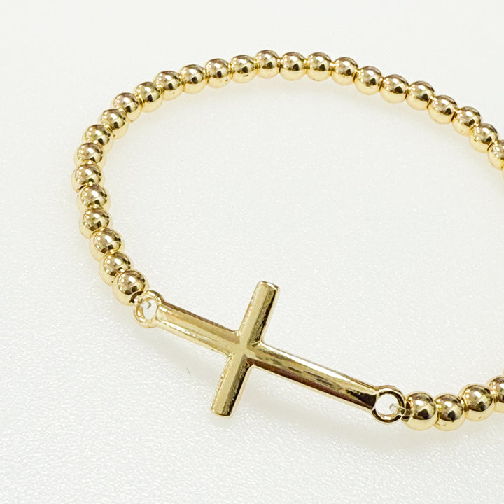 Maxine - Gold Cross Beaded Bracelet