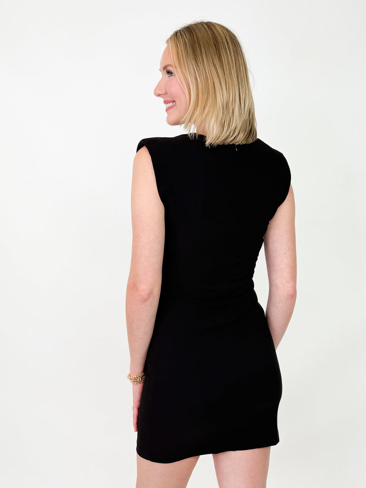 Hattie - Ruched Flitted Dress (Black)