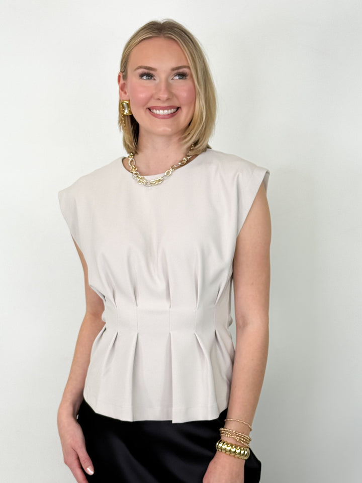 Paisley - Pleated Waist Top (Cream)