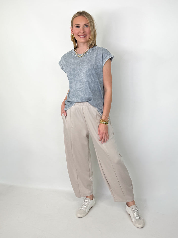 Jensyn - Mid Rise Barrel Sweatpants (Light Grey)
