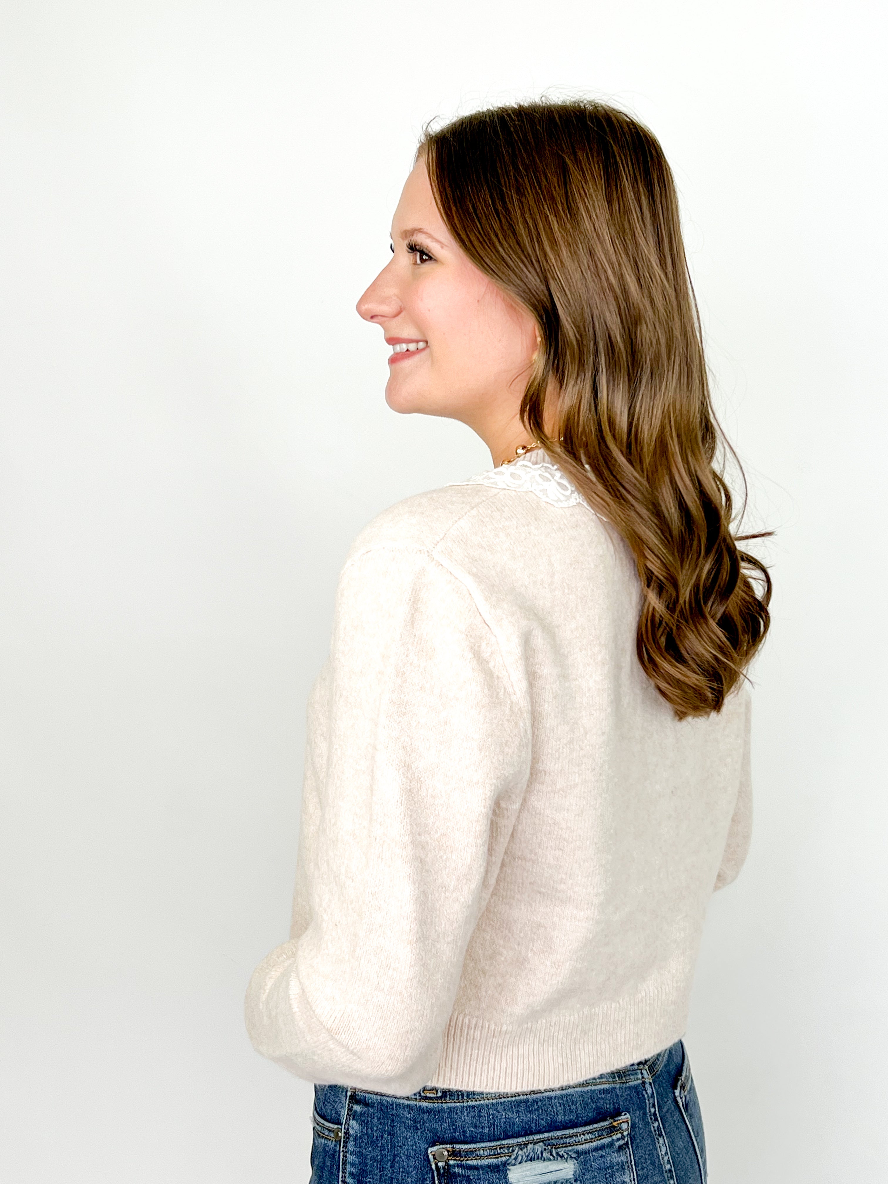 Kathryn - Lace Trim Cardigan
