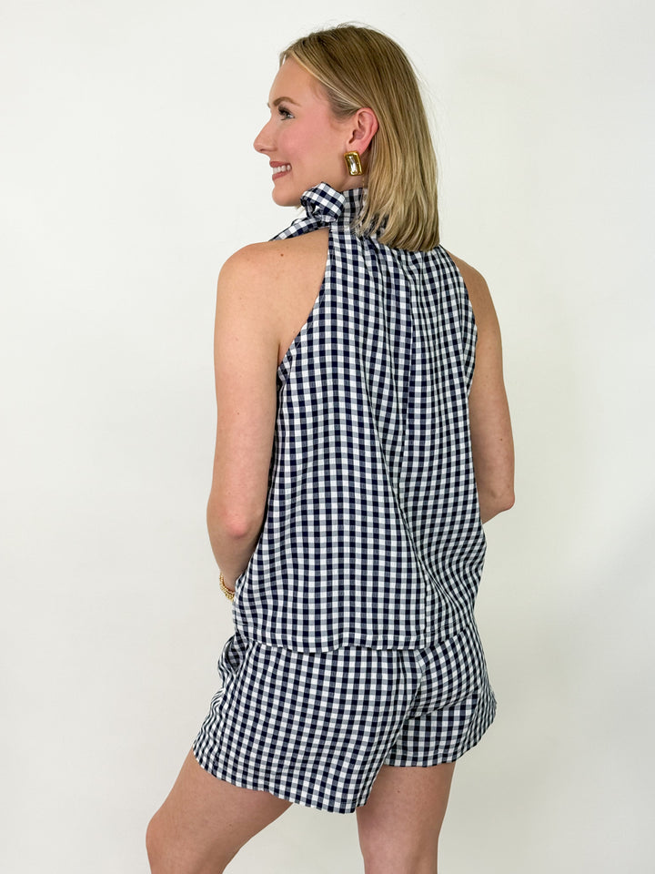 Priscilla - Navy Gingham Short Set