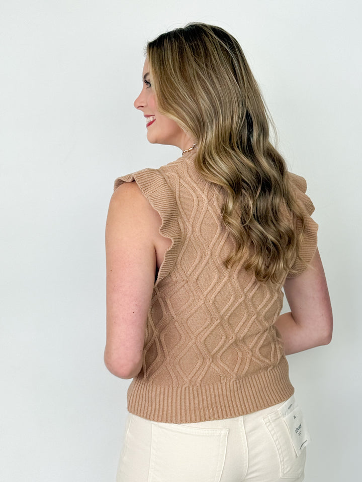 Black Friday Promo - Ruffle Sleeve Cable Knit Sweater