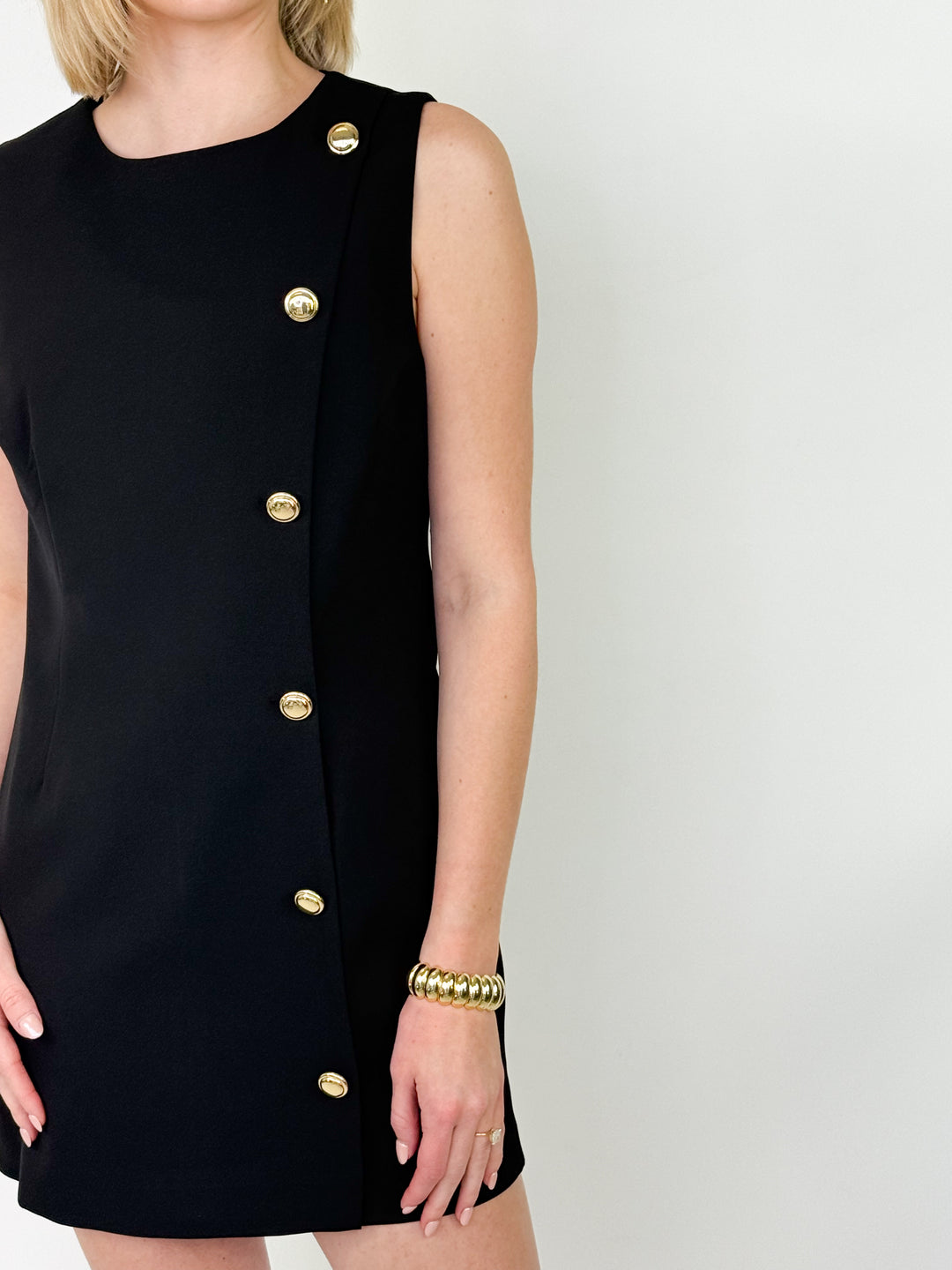 Meranda - Black Button Detail Dress