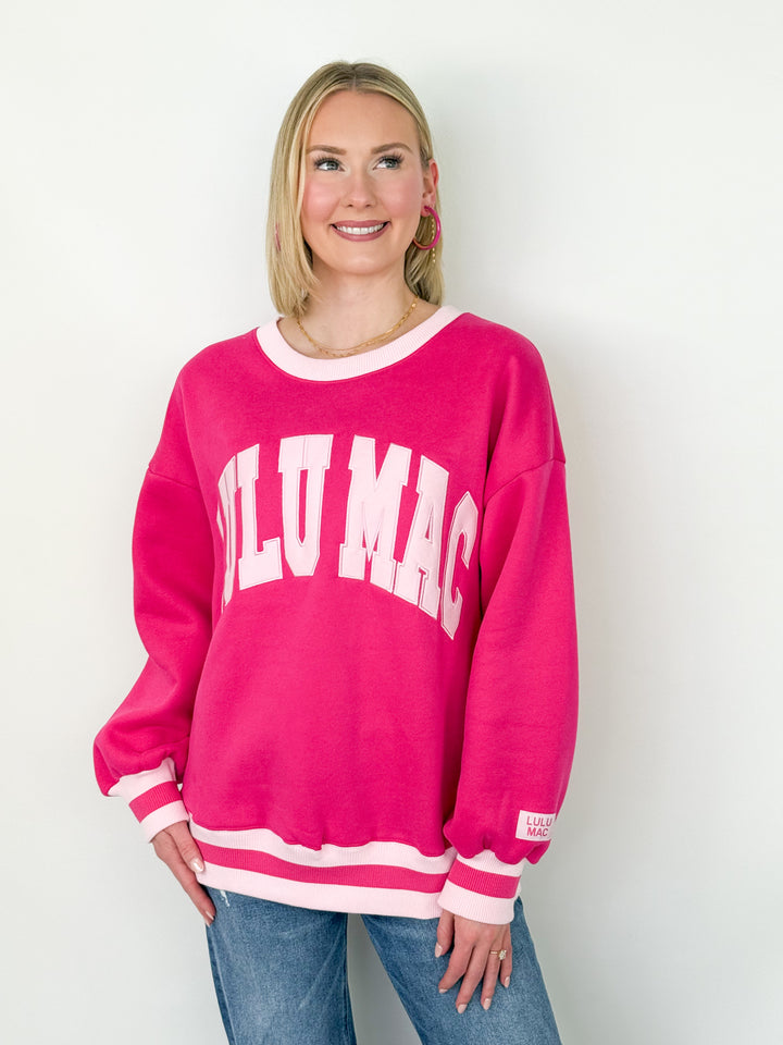 LULU MAC Sweatshirt - Social Society (Hot Pink/Light Pink Stitch)