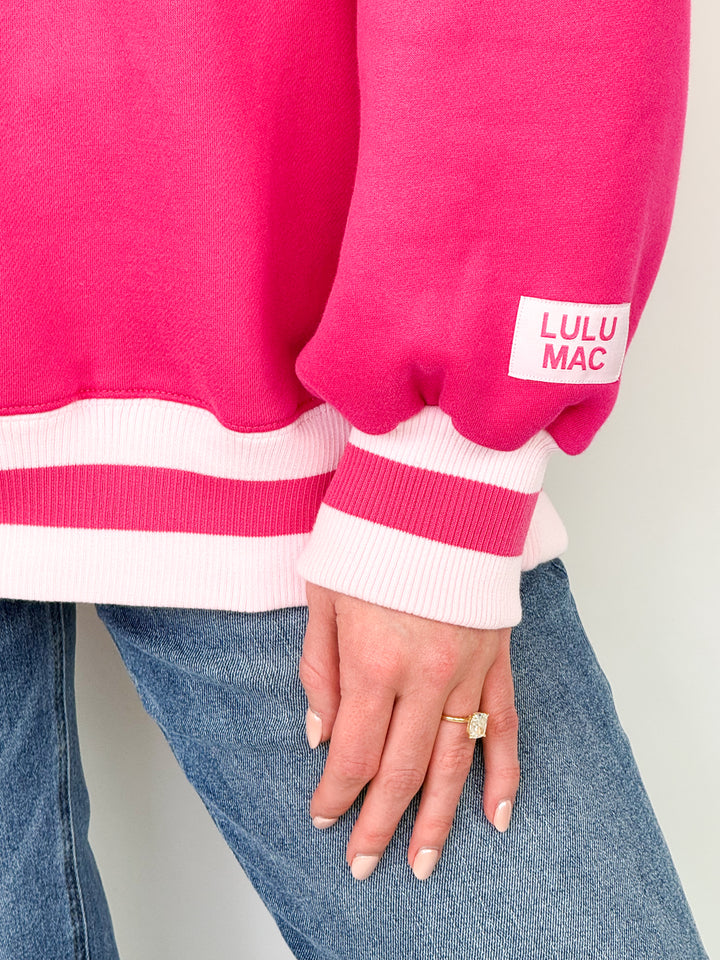 LULU MAC Sweatshirt - Social Society (Hot Pink/Light Pink Stitch)