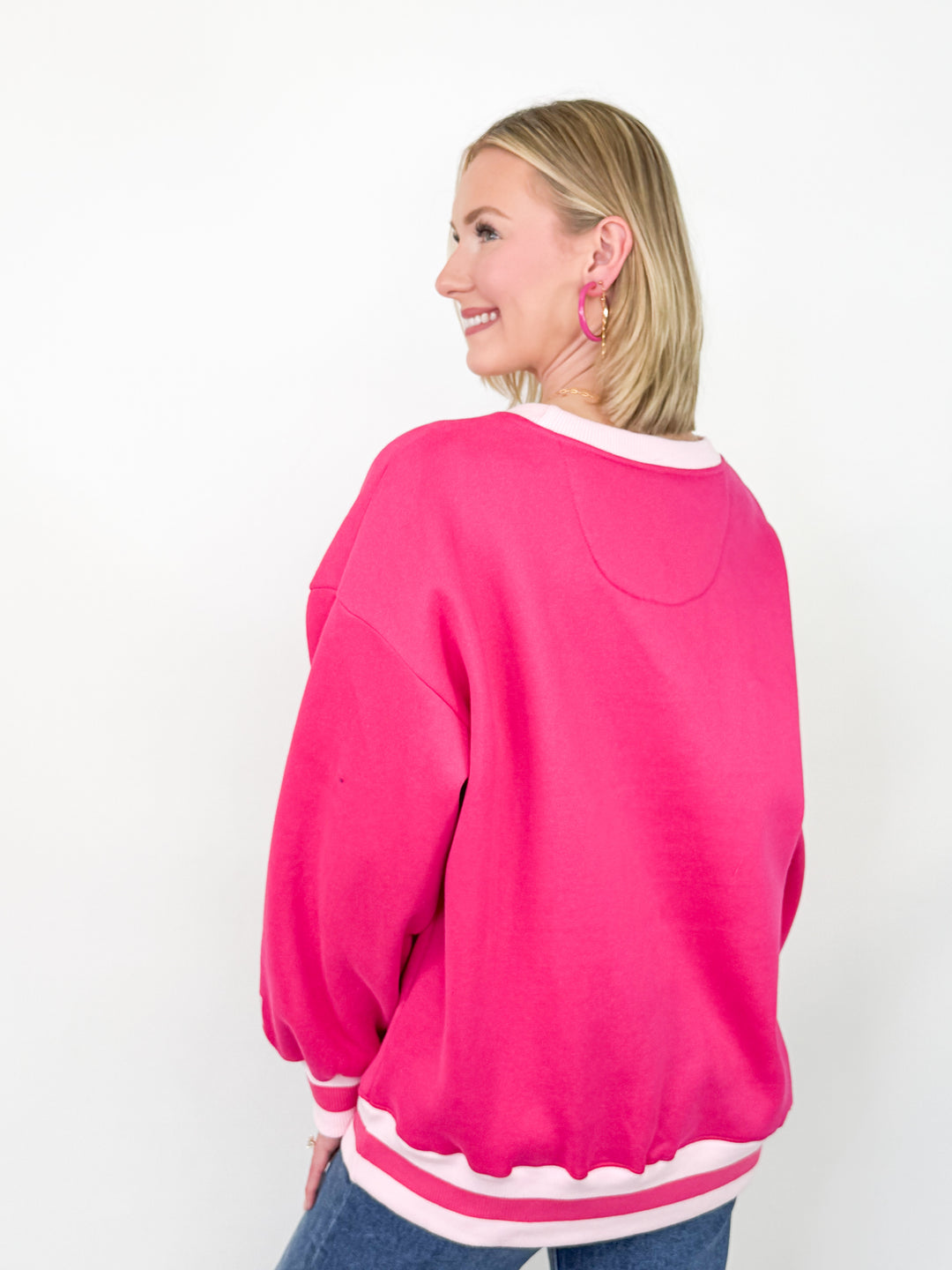 LULU MAC Sweatshirt - Social Society (Hot Pink/Light Pink Stitch)