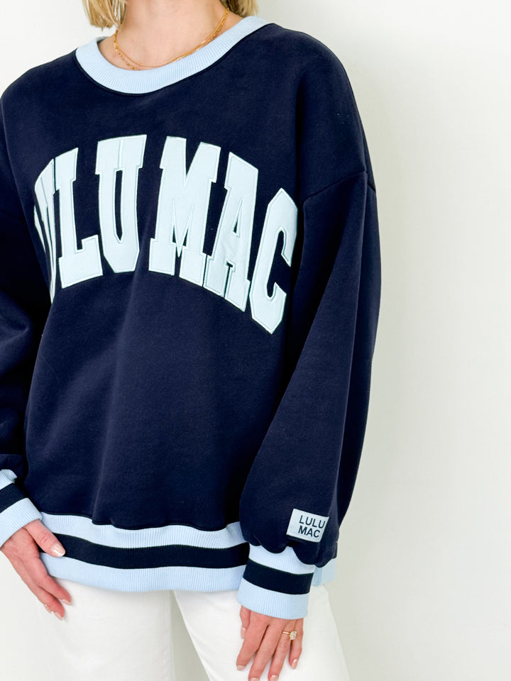 LULU MAC Sweatshirt - Social Society (Navy/Light Blue Stitch)