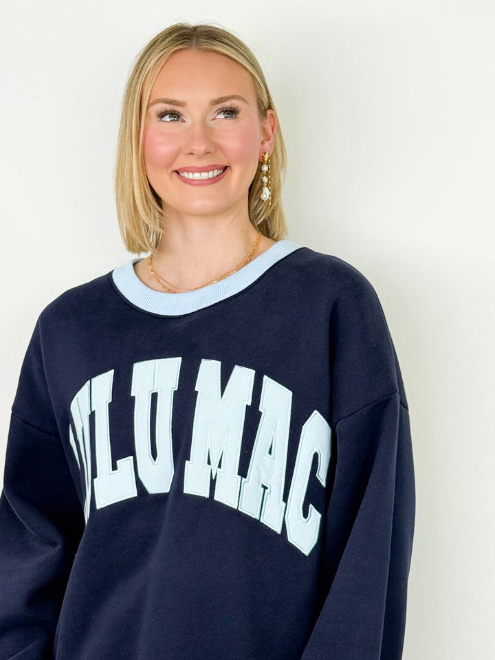 LULU MAC Sweatshirt - Social Society (Navy/Light Blue Stitch)