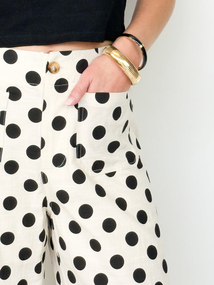 Vivian - Linen Polka Dot Pants (Black)