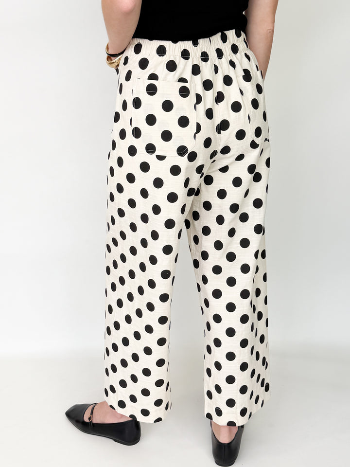 Vivian - Linen Polka Dot Pants (Black)