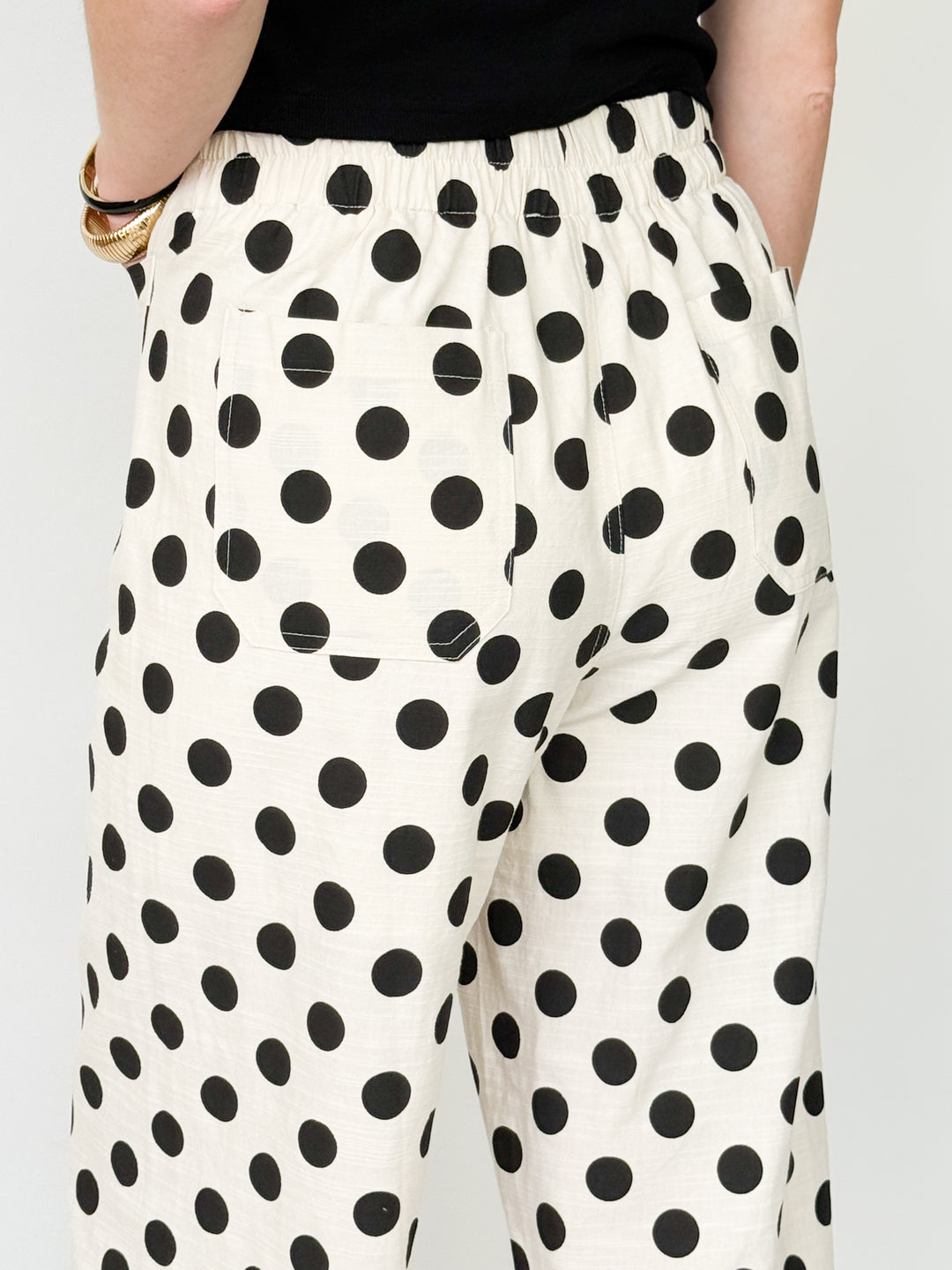 Vivian - Linen Polka Dot Pants (Black)