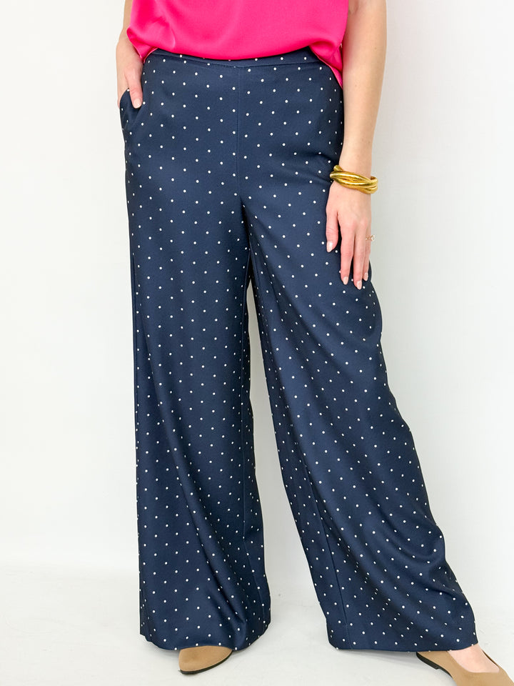 Farrah - Navy Polka Dot Pants