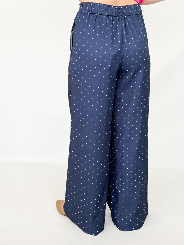 Farrah - Navy Polka Dot Pants