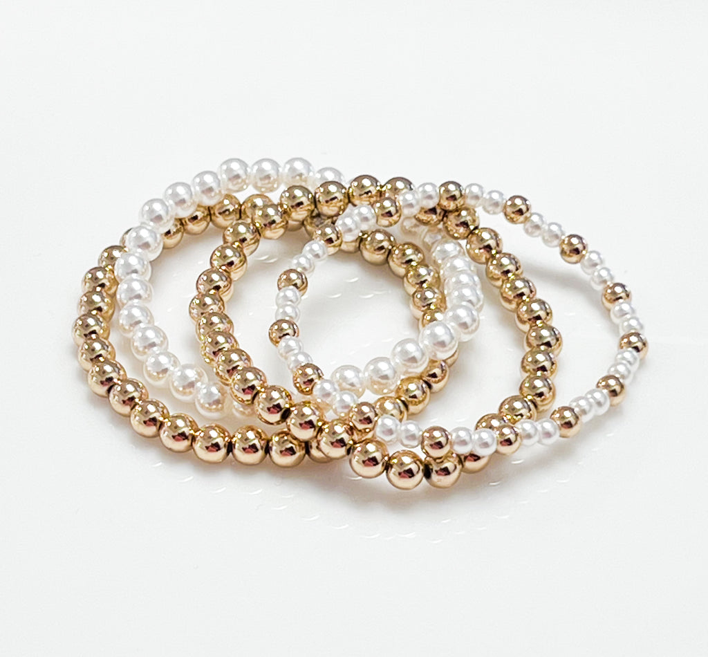 Cambry - Gold & Pearl Bracelet Set