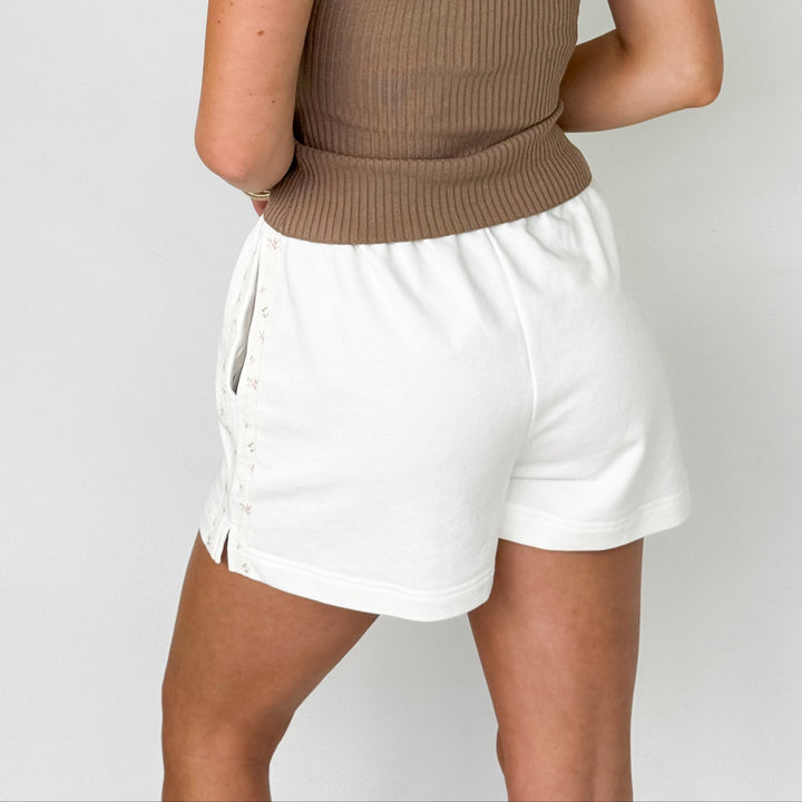 Jaclyn - Floral Side Striped Drawstring Shorts